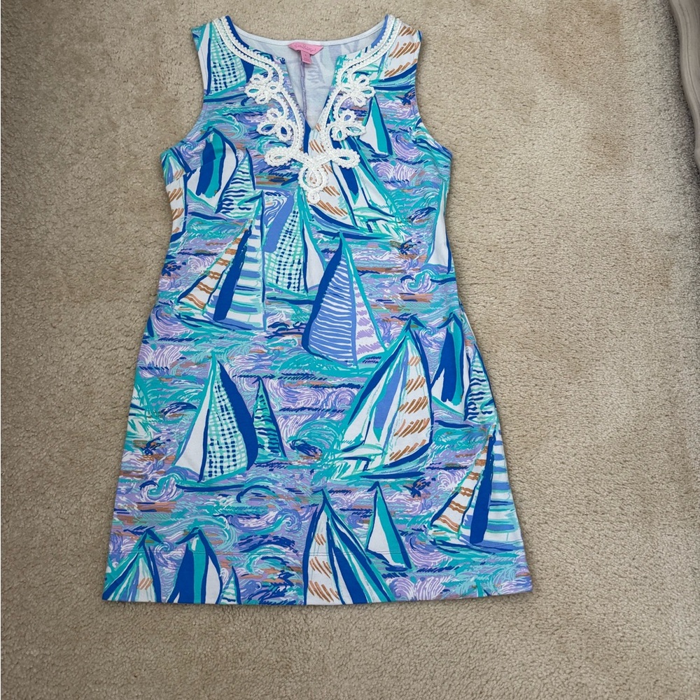 Lilly Pulitzer Blue and White Sailboat Print Dress